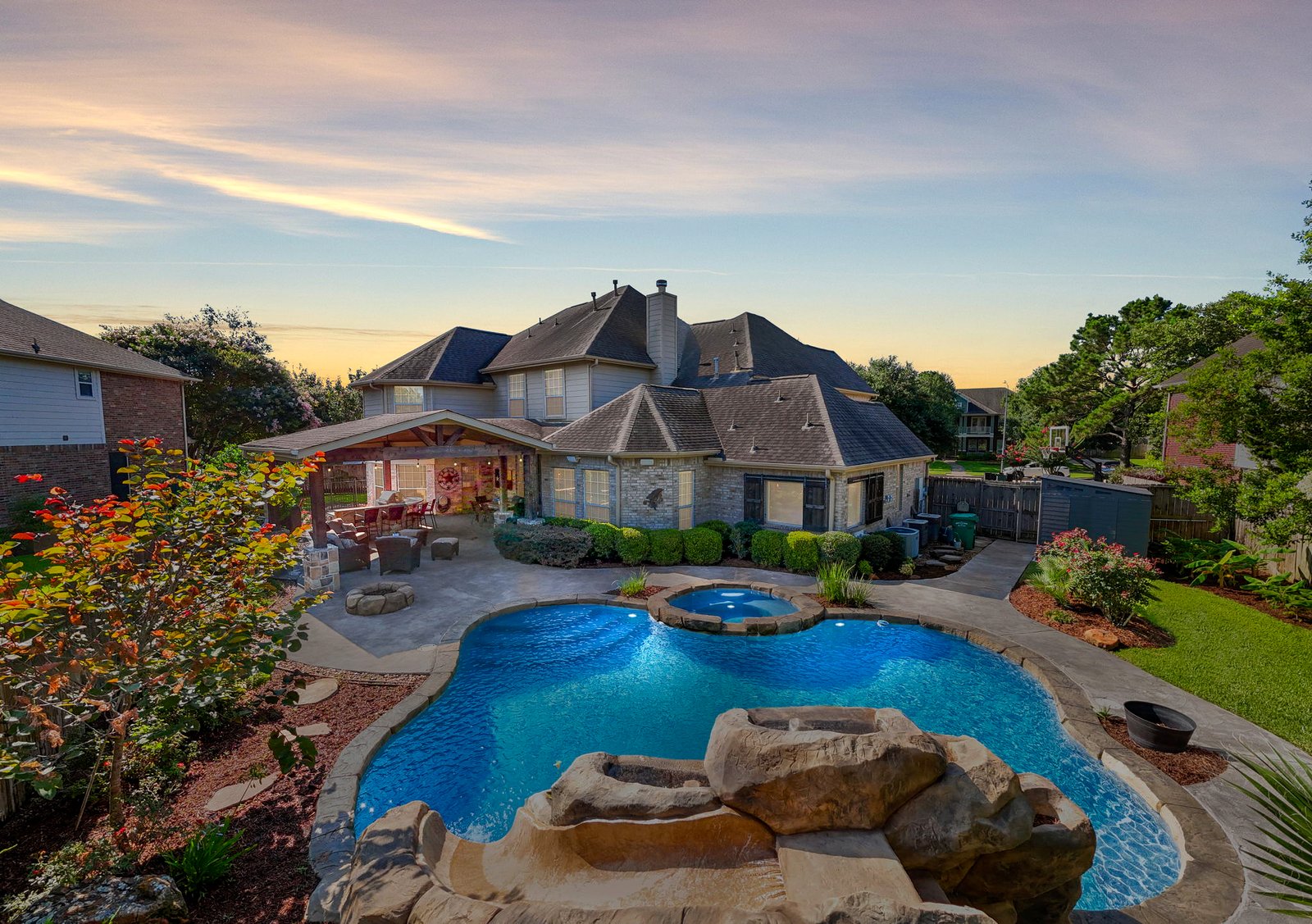 Backyard oasis of Home for Sale by Gabe Suarez Top Realtor in Katy Texas